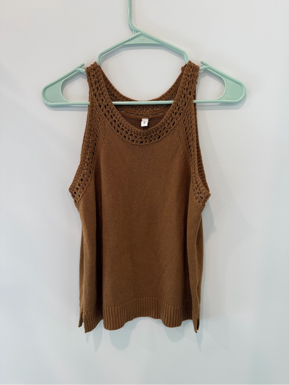 Wishlist Brown Crochet-Trim Knit Tank Top